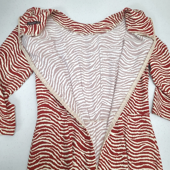 J. McLaughlin Ruched Waist A-Line Brown and Cream Zebra Print Dress - Picture 5 of 7